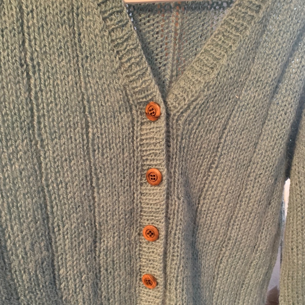 Vintage Knit Sweater | Greyish Green Handmade